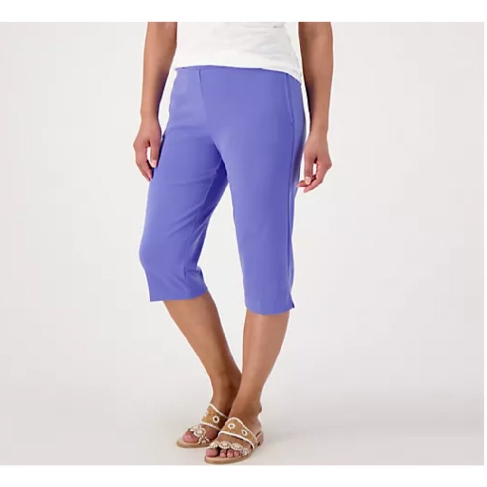 Susan Graver Women Pants PXS ~ LK Fusion Ava Slim Petal Pusher Blue A600408